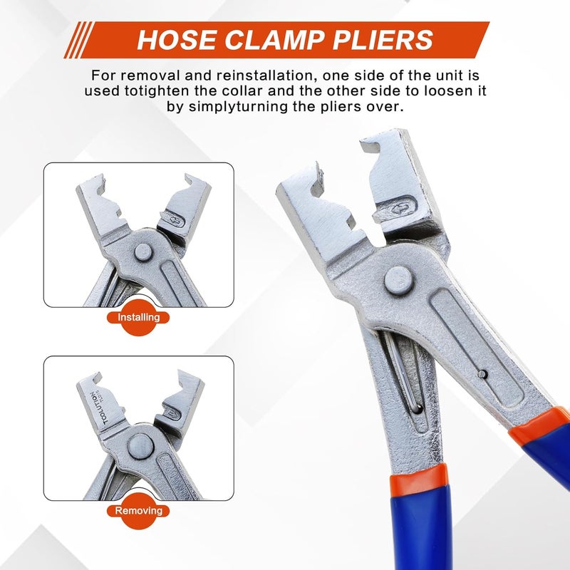 TOOLITIN Clic,Clic-R Hose Clamp Pliers – Blue Handle Fully Electroplated Fuel Line Clamp Tool for Ring-Type or Flat-Band Hose Clamps Car Water Pipe Locking Pliers (Clic-R Plier) - Image 3